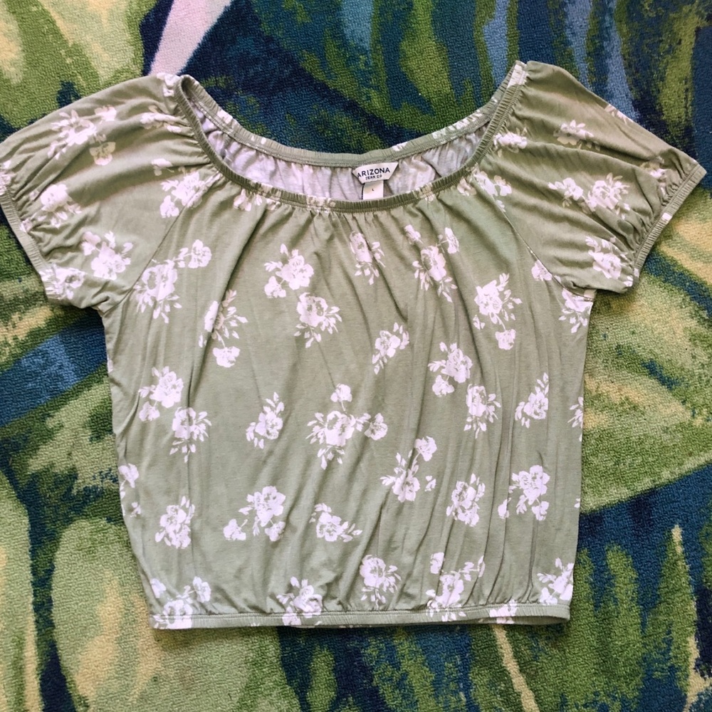 Green floral shirt